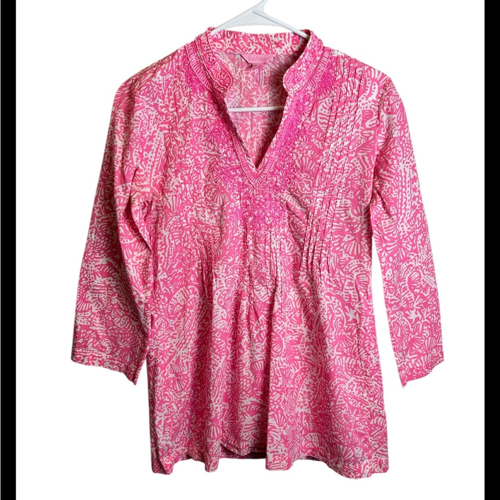 Lilly Pulitzer Sarasota Beautiful Coastal Beaded Top Size XS